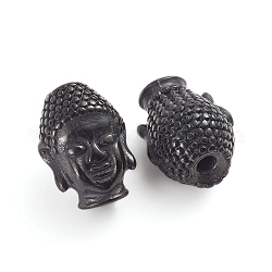 Buddhist 304 Edelstahlperlen, Buddha-Kopf, Metallgrau, 14x10.2x9.5 mm, Bohrung: 1.8 mm