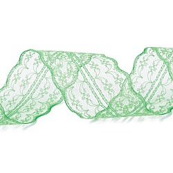 Polyester Lace Trim, Lace Ribbon For Sewing Decoration, Green, 45mm, about 1- 3/4 inch(45mm) wide, about 10.93 yards (10m)/roll