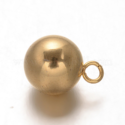 Round Ion Plating(IP) 304 Stainless Steel Charms, Golden, 9x6mm, Hole: 1.5mm