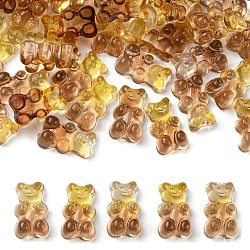 Cabochons acryliques transparents bicolores, ours, verge d'or, 19x11mm