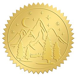 Autocollants en relief auto-adhésifs en feuille d'or, autocollant de décoration de médaille, montagne & forêt, 5x5 cm