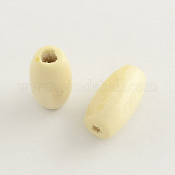 Dyed Natural Wood Beads, Egg Shaped Rugby Wood Beads, Oval/Oblong, Lead Free, Light Yellow, 15x7~8mm, Hole: 3mm, about 3800pcs/1000g