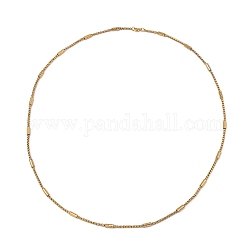 Placage sous vide 304 colonne en acier inoxydable collier de chaîne à maillons perlés, collier à chaîne en forme de boîte, or, 30.16 pouce (76.6 cm)
