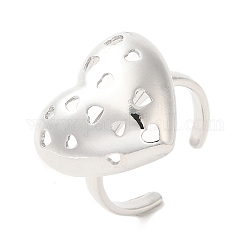 Латунные открытые кольца манжеты, сердце, платина, внутренний диаметр: 19 мм