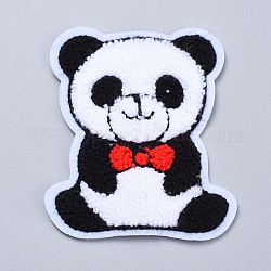 Computergesteuerte Stickerei zum Aufnähen von Patches, Kostüm-Zubehör, Applikationen, Panda, weiß und schwarz, 88x100x4 mm