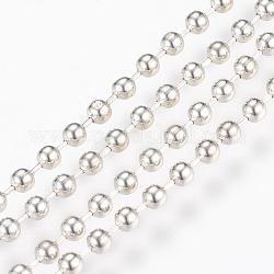 Iron Ball Chains, Beads Chain, Soldered, with Spool, Nickel Free, Platinum, Bead about 2.4mm in diameter, about 328.08 Feet(100m)/roll
