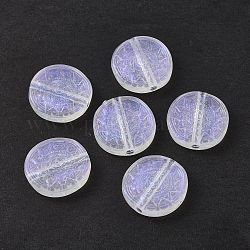 Transparent Acrylic Beads, Glitter Powder, Flat Round with Flower, Clear, 18x5mm, Hole: 2.5mm, about 440pcs/500g