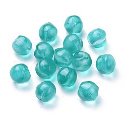 Perles en verre transparentes, la moitié foré, teints et chauffée, pêche, aigue-marine moyenne, 11.5x11.5x11mm, Trou: 1mm