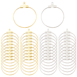 SUPERFINDINGS 120Pcs 2 Colors Round Beading Earring Hoops Circle Link Connector Earring Finding Component Loop 30x26mm for Hoop Earrings Making, Hole: 1mm, Pin: 1mm