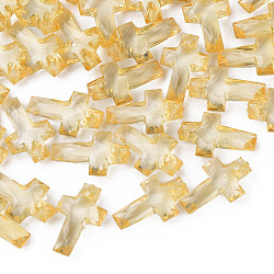 Transparenten Acryl-Anhänger, facettiert, Kreuz, dunkelgolden, 16x10x4.5 mm, Bohrung: 1.5 mm, ca. 3300 Stk. / 500 g