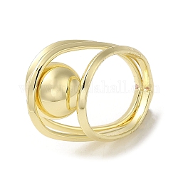 Anelli di ottone, ovale con grande anello a sfera per donna, vero placcato oro 18k, 4.5~17.5mm, diametro interno: 18x16mm