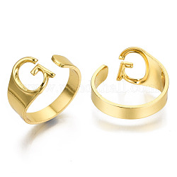 Alloy Cuff Finger Rings, Cadmium Free & Nickel Free & Lead Free, Alphabet, Golden, Letter.G, US Size 8(18.1mm)