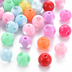 Perles acryliques opaques, ronde, couleur mixte, 12x11mm, Trou: 2.5mm, environ 520 pcs/500 g