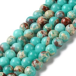 Brins de perles teintes en jaspe impérial synthétique, ronde, turquoise, 6mm, Trou: 1.4mm, Environ 60~62 pcs/chapelet, 14.72''~15.28'' (37.4~38.8 cm)