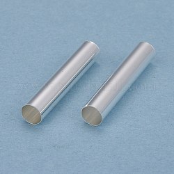 Brass Tube Beads, Long-Lasting Plated, Tube, 925 Sterling Silver Plated, 24.5x5mm, Hole: 4.5mm