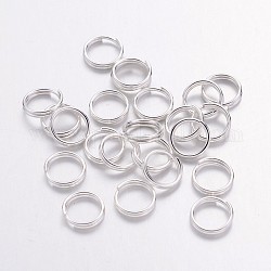 Silver Color Plated Iron Split Rings, Double Loops Jump Rings, Cadmium Free & Lead Free, 7mm in diameter, 1.4mm thick, about 6.3mm inner diameter, about 600pcs/50g