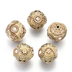 Manuell Indonesiene Perlen, mit Metall-Zubehör, goldene Farbe überzogen, Runde, leichtes Khaki, 20~21 mm, Bohrung: 1.8 mm