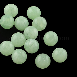 Perles en acrylique imitation pierre précieuse, ronde, aigue-marine, 10mm, Trou: 2mm, environ 925 pcs/500 g