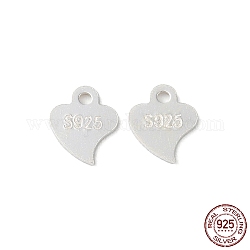 925 connettore estensore per catena a cuore in argento sterling, linguette a catena con timbro s925, argento, 6.5x5x0.5mm, Foro: 0.9 mm
