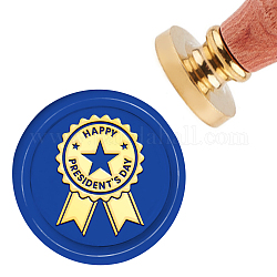 Brass Wax Seal Stamp with Handle, for DIY Scrapbooking, Happy President's Day, Word, 3.5x1.18 inch(8.9x3cm)