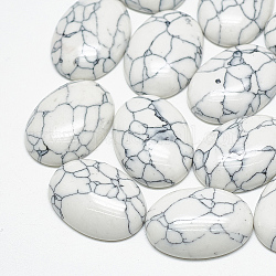 Cabochons turchese sintetico, ovale, bianco, 8x6x3mm
