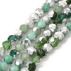 Chapelets de perles en verre électroplaqué, facetté (32 facettes), demi-argenté, ronde, vert de mer foncé, 6x5mm, Trou: 1.4mm, Environ 100 pcs/chapelet, 20.87'' (53 cm)