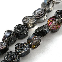 Fili di perline trasparenti in vetro placcato a metà, roso, nero, 6x7x3.5mm, Foro: 1 mm, circa 110pcs/filo, 25.20 pollice (64 cm)