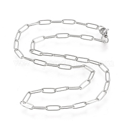 304 collar de cadena con clip de acero inoxidable, con cierre de langosta, color acero inoxidable, 15.75 pulgada (40 cm)