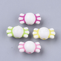 Perles en acrylique de style artisanal, candy, couleur mixte, 9x16.5x9mm, Trou: 1.6mm, environ 1219 pcs/500 g