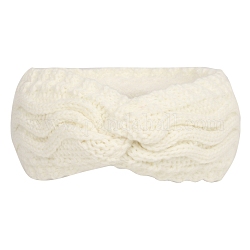 Bandeaux chauffants en fibres de polyacrylonitrile avec velours, bandeau de tête en tricot torsadé épais et doux pour les femmes, floral blanc, 245x100mm