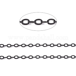 304 Stainless Steel Textured Cable Chains, Soldered, with Spool, Knurling, Electrophoresis Black, 3.5x2.5x0.4mm, about 32.8 Feet(10m)/roll