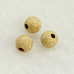 Perles texturées remplies d'or jaune, 1/20 or 14k rempli, Sans cadmium & sans nickel & sans plomb, ronde, 3mm, Trou: 1mm