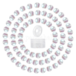 Kit per la creazione di braccialetti elasticizzati perline di pietra di luna sintetica fai da te sunnyclue, con filo elastico, chiaro, perline: 8 mm, Foro: 1 mm, 100pcs/scatola