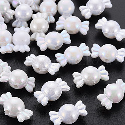 Perles acryliques opaques, couleur ab , candy, blanc, 17x9x9mm, Trou: 2mm, environ 943 pcs/500 g