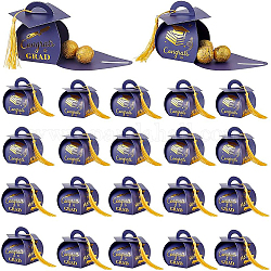 BENECREAT 44S ets 2 Styles Paper Candy Totes, Student Graduation Season Gift Box, with Gold Tone Polyester Tassel Pendants, Graduation Theme Pattern, Graduation Theme Pattern, Finish Product: 7.4x7x9cm, about 3pcs/set, 22 sets/style