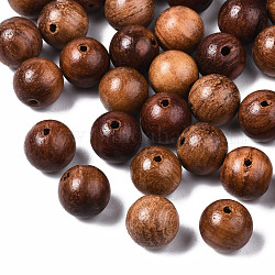 Natural Wood Beads, Waxed Wooden Beads, Undyed, Round, Camel, 8mm, Hole: 1.5mm