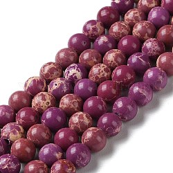Brins de perles teintes en jaspe impérial synthétique, ronde, vieille rose, 6mm, Trou: 1.4mm, Environ 60~62 pcs/chapelet, 14.72''~15.28'' (37.4~38.8 cm)