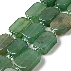 Chapelets de perles en aventurine vert naturel, avec des perles de rocaille, rectangle, 12~17.5x9.5~13x5~7.5mm, Trou: 1mm, Environ 25~26 pcs/chapelet, 15.94''~16.14'' (40.5~41 cm)