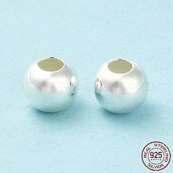 Perles 925 en argent sterling, ronde, couleur d'argent, 6x5mm, Trou: 2.2mm