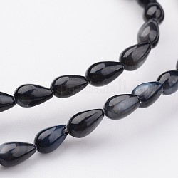 Natürlichen Schale Perlenstränge, gefärbt, Träne, Schwarz, 7x5 mm, Bohrung: 0.5 mm, ca. 59 Stk. / Strang, 15.2 Zoll
