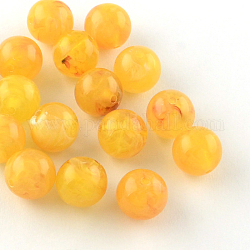 Perles rondes en acrylique d'imitation pierre précieuse, or, 12mm, Trou: 2mm, environ 520 pcs/500 g