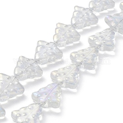 Transparentes perles de verre de galvanoplastie brins, arc-en-ciel plaqué, arbres de Noël, clair, 15.5~16x14.5~15x4.5~5mm, Trou: 1mm, Environ 40 pcs/chapelet, 25.20~ 25.59 (64~65 cm)