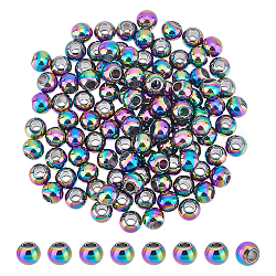 Unicraftale sbout 100 pièce de perles rondelles arc-en-ciel de 2.5 mm, 304 perles d'espacement en acier inoxydable, perles de bouchon hypoallergéniques en métal pour la fabrication de colliers, de bracelets, de boucles d'oreilles