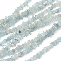 Chips natürliche Aquamarin Perlen Stränge, 3~8x3~12x3~5 mm, Bohrung: 1 mm, etwa 32 Zoll