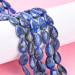 Chapelets de perles en lapis-lazuli naturel, larme, 15x10x4mm, Trou: 0.5mm, Environ 26 pcs/chapelet, 15.35'' (39 cm)