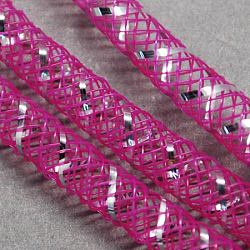 Сетка трубки, пластиковый сетчатый шнур, с серебряными вены, средне фиолетовый красный, 8 мм, 30 ярдов / пачка