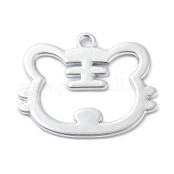Pendentifs en alliage, tête de tigre, pour les bijoux de bricolage porte-clés accessoires, platine, 22x28x1.3mm, Trou: 1.8mm