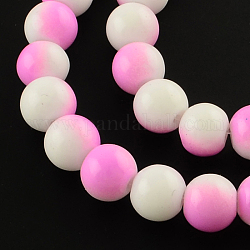 Chapelets de perles en verre peint au four bicolores, ronde, violette, 8mm, Trou: 1.3~1.6mm, Environ 104 pcs/chapelet, 32.7 pouce