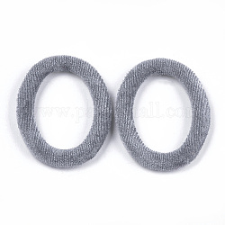 Samtverbindungsringe, mit Alu-Boden, ovalen Ring, Platin Farbe, Grau, 51x36.5x4 mm