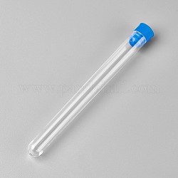 Tubos de plástico transparente desechables, con tapa, azul, 16x1.5 cm